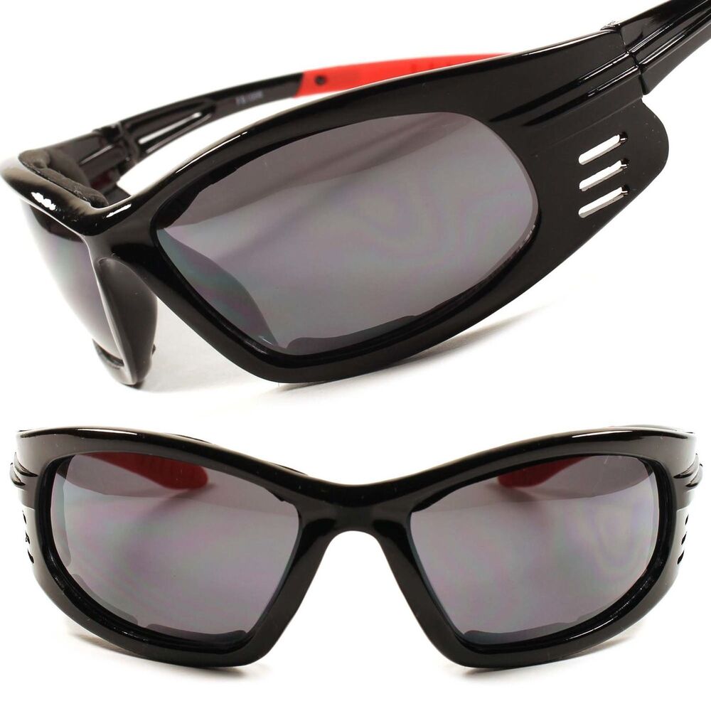 Black Motorcycle Dirt Bike Foam Padded Wrap Sport Goggles Sunglasses F14